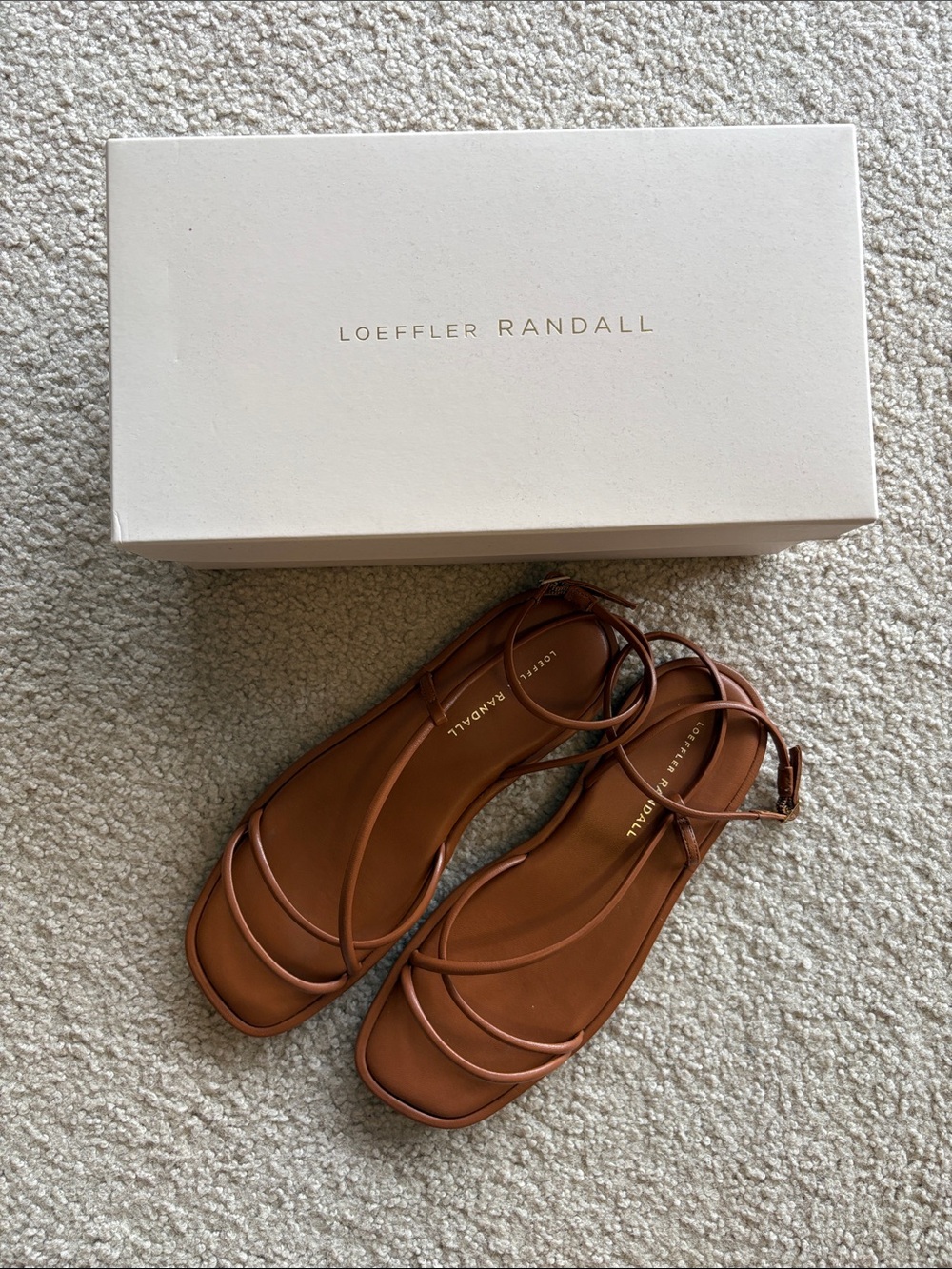 Loeffler Randall Noor Timber Leather Flat Sandals 9